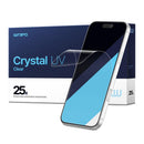 Protector de pantalla Wrapd Crystal UV transparente, paquete de 25 películas PET de repuesto, máxima claridad y protección.