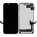 Pantalla LCD OEM usada para iPhone 17e/16e con cable flex de sensor de luz para reparación de pantalla rota.