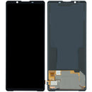 Pantalla original Sony Xperia 5 V negra, repuesto para reparación de display LCD roto.