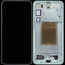 Pantalla OLED verde menta con marco para Samsung Galaxy S25 Plus 5G, repuesto para reparación de display.