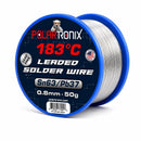 Alambre de soldadura PolarTronix Sn63/Pb37 de 0.8mm y 50g, rosin core para reparación de PCB, punto de fusión 183°C.
