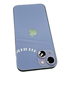 iPhone 14 seminuevo en Quetzaltenango, libre de fábrica, color azul, 128GB, buen estado con marcas de uso, batería al 80%.