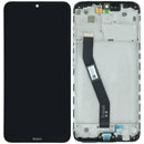Pantalla LCD negra con marco para Xiaomi Redmi 8A, ideal para reemplazar un display roto.