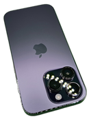 iPhone 14 Pro púrpura, 128GB, seminuevo, libre, con pantalla OLED y triple cámara, certificado, como nuevo.