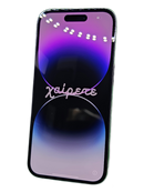 iPhone 14 Pro morado seminuevo, 128GB, libre de fábrica, grado 1 como nuevo, certificado, salud batería 82%.