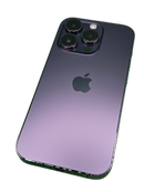 iPhone 14 Pro morado seminuevo, 128GB, libre de fábrica, grado 1 como nuevo, certificado, salud batería 82%.