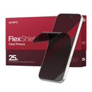 Pack de 25 protectores de pantalla TPU Wrapd FlexShield, privacidad transparente para reparación de dispositivos.