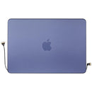 Pantalla LCD usada de MacBook Neo 13 A3404 Indigo (2026) para reparación, con marco frontal negro.