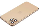 Tapa trasera refurbished iPhone 11 Pro A2160 oro mate con puerto de carga y flex.