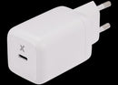 Cargador de pared USB-C AmpSentrix 40W para carga rápida, enchufe EU de 220V, color blanco.