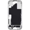 Marco medio blanco para iPhone 16 (A29xx) con botones de volumen y power, ideal para reparación de chasis.