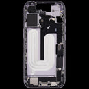 Chasis medio de iPhone 17 lavanda usado con puerto de carga y piezas pequeñas, versión US.