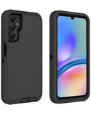 Estuche negro heavy duty para Samsung Galaxy A05S, protección robusta con bordes elevados y textura antideslizante.