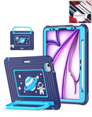 Funda Kids SpaceGrip SlowBack azul oscuro para iPad Pro 11 con soporte de asa, ideal para tabletas.