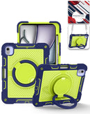 Estuche SlowBack azul marino robusto para iPad Air 13", con soporte giratorio y correa de hombro.