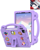 Funda SlowBack morada antigolpes para iPad Air/Pro con asa, protección robusta y soporte integrado.