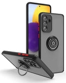 Funda negra para Samsung Galaxy A13 5G con borde colorido y soporte de anillo I-ring.