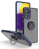 Funda Galaxy A13 5G azul marino con PC duro, TPU suave, borde colorido y soporte I-ring.