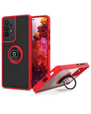 Carcasa trasera roja para Galaxy A32 5G de PC rígida y TPU suave con soporte I-ring.