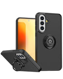 Funda Samsung Galaxy A37 negra de PC/TPU con borde colorido y soporte I-ring.