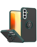 Tapa trasera verde oscuro para Galaxy A37, Hard PC y Soft TPU, con borde colorido y I-ring holder.