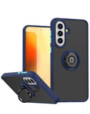 Funda trasera azul marino para Samsung Galaxy A37 con borde suave, PC duro y soporte I-ring.