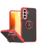 Funda trasera roja para Galaxy A37, Hard PC y Soft TPU, con borde colorido y soporte I-ring.