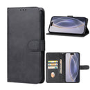 Funda de cuero genuino SlowBack negra para Samsung Galaxy A57, con diseño elegante y ajuste preciso para protección.