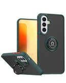 Case Samsung Galaxy A57 de PC rigido trasero / TPU suave con borde colorido y portador de I-ring - DARK GREEN