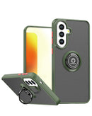 Funda Samsung Galaxy A57 Hard PC / Soft TPU con borde colorido y soporte I-ring - NAVY GREEN