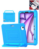 Funda SoftShield azul claro para iPad Air/Pro con soporte de manija, protección duradera y acceso fácil.