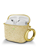 Estuche dorado SlowBack New Stone Design para AirPods 4ta generación, con textura rugosa y brillo metálico.