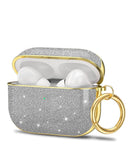 Estuche plateado New Stone Design para AirPods Pro (1ª/2ª Gen) y AirPods 4ª Gen, textura elegante.