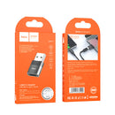 Adaptador HOCO UA17 negro de USB 2.0 macho a USB Type-C hembra, ideal para accesorios de teléfono y carga.