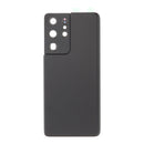 Tapa trasera negra HQ para Samsung Galaxy S21 Ultra 5G, con adhesivo, lente y bisel de cámara, sin logo.