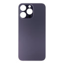 Tapa trasera morada para iPhone 14 Pro Max con adhesivo, orificio grande, sin logo, repuesto OEM.