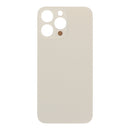 Tapa trasera dorada OEM para iPhone 14 Pro Max con adhesivo, agujero grande y sin logo Apple.