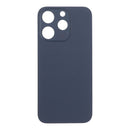 Tapa trasera de repuesto para iPhone 15 Pro (A2848) en titanio azul, sin logo, con orificio pequeño y adhesivo OEM.