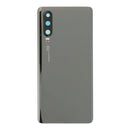 Tapa trasera OEM negra para Huawei P30 con adhesivo, lente de cámara trasera y bisel.