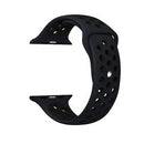 Banda deportiva de silicona perforada iWatch (38/40/41mm) (Negro & Negro)