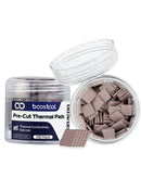 Almohadillas térmicas Boostool pre-cortadas de 6x6x1mm (100 unidades) para componentes electrónicos.