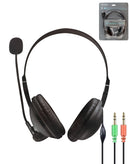 Auriculares Bytech Media negros con micrófono ajustable, diadema acolchada y almohadillas suaves, ideales para gaming o videollamadas.