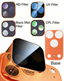 Kit de filtros magnéticos BajoPPLCD COSMIC ORANGE para iPhone 17 Pro Max, incluye Black Mist, CPL, ND, UV.