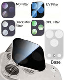 Kit de filtros magnéticos plateados para iPhone 17 Pro Max: ND, UV, CPL y Black Mist, accesorios de cámara.