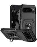 Encuentra la mejor funda dual layers hybrid para Google Pixel 9 Pro XL en color negro con anillo metálico y protector de cámara en Quetzaltenango.