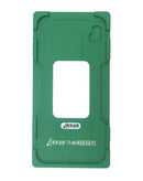 Molde metálico de alineación SlowBack para reparación de pantalla en iPhone 17 Pro Max, color plata.