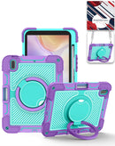 Funda iPad multifuncional morada con soporte giratorio y correa de hombro para iPad 10/11.