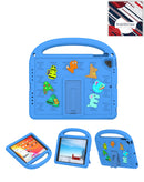 Funda protectora azul SlowBack antigolpes para iPad con asa y charms decorativos.