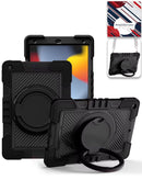 Funda resistente negra para iPad con soporte giratorio 360 y correa de hombro, compatible con iPad 5/6/Air/Pro 9.7.