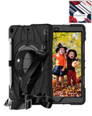 Funda rugged negra para iPad 5/6/Air/Pro 9.7 con soporte giratorio y correa de hombro SlowBack.